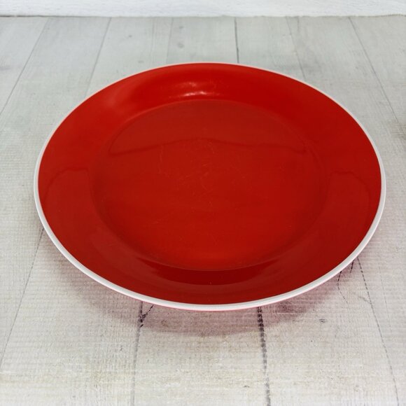 Room Essentials ANGLED RIM ORANGE FLAME White Trim Stoneware Dinner Plates Set 3 - Picture 4 of 16